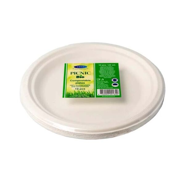 Plāksnes no cukurniedrēm 22 cm, SMILE, 10 gab.