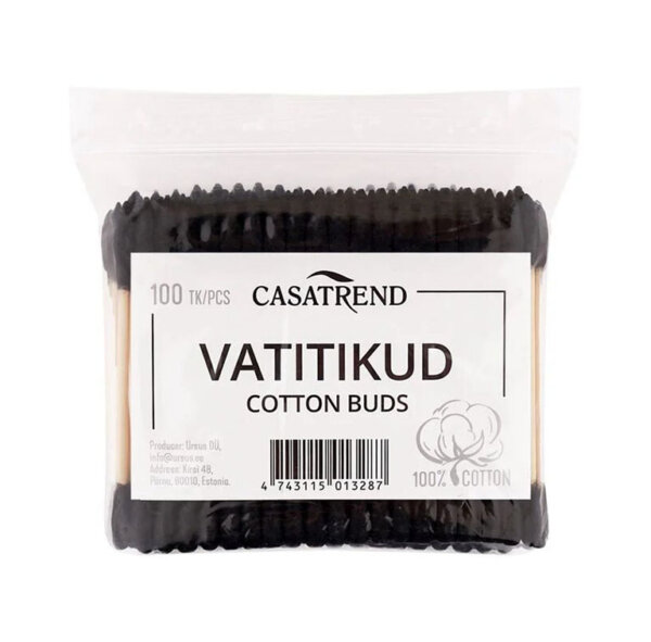 Koka ausu kociņi no bambusa, melni, Casatrend, 100 gab.