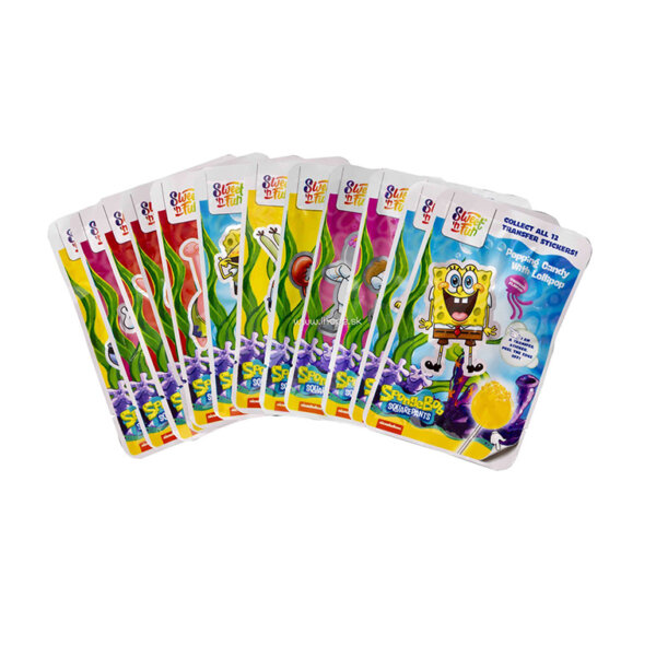 Kvēlojošs karameles drupažu Sweet'n Fun Sponge Bob Popping Candy ar lollipop 10g