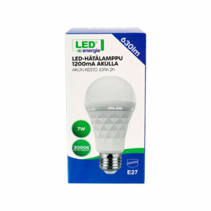 LED pirn A60/E27 7W, 630lm, 3000K, akuga