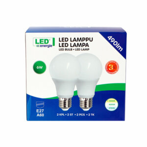 LED pirn A60/E27 6W, 490lm, 3000K, 2tk/pakk